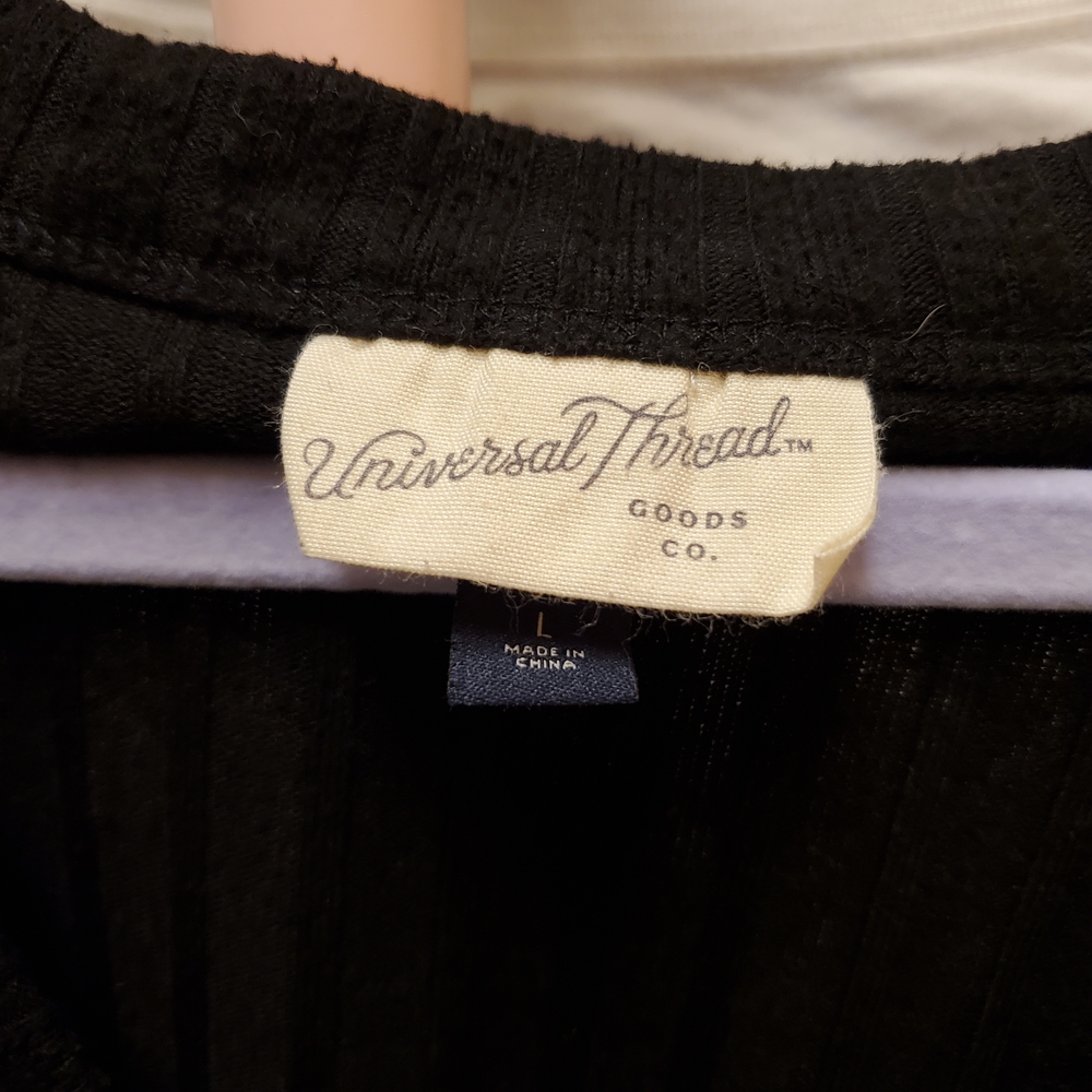 Universal Thread Black Ribbed Button-Front Cardigan - Picture 3 of 3